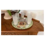 Lazy Susan, Coasters, and Frosted Glass Candle
