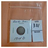 1914 D Barber dime