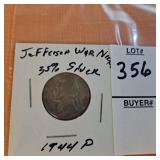 1944 P silver Jefferson War Nickel