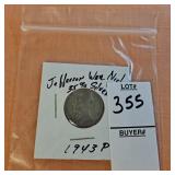 1942 P silver Jefferson War Nickel