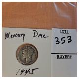 1945 Mercury dime
