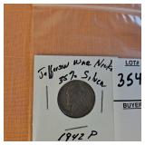 1942 P silver Jefferson War Nickel
