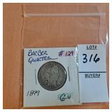 1899 silver barber quarter