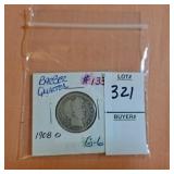 1908 O Silver barber quarter