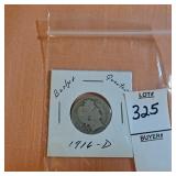 1916 D Silver barber quarter