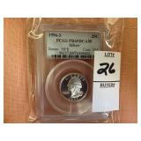 1996 S Washington, Silver 25C PCGS PR69DCAM