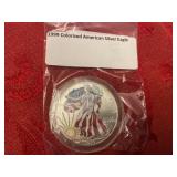 1999 colorized American Silver Eagle