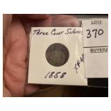 1858 three cent  XF 40