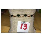 14k green gem & diamond bracelet