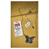New Brighton crystal butterfly necklace 2-sided