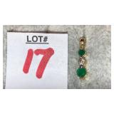 14k green gem & diamond drop pendant