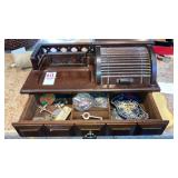 Vintage Wooden menï¿½s valet jewelry box & contents