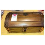 Small velvet-lined jewelry chest w/ pairs of
