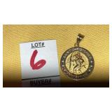 14k St Christopher medal pendant