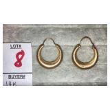 14k brushed gold pierced hoop earrings