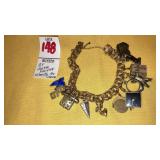 Vintage gold-filled charm bracelet w/ mostly