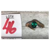10k green gemstone ring
