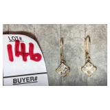 14k CZ drop pierced earrings