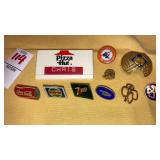 Pizza Hut badge, Orioles, Shriners Scouts, soda