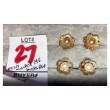 (2) pair 14k & pearl pierced earrings - posts are