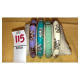 (4) hinged crystals & enameled bangle bracelets
