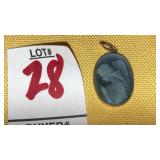 14k angel cameo pendant signed Chris Gattian