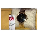 Halston black face diamond chip wristwatch