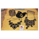 Ekegant black necklaces, flat beads & bracelet