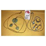 Avon ring necklace earrings set, jade set