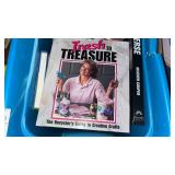 Tote of books including Trash to Treasure, X-Men,