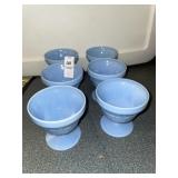 6 Jeannette Glass Doric Delphite blue sherbet