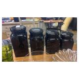 4 Pc Black Canister Set