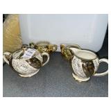Sadler ceramic sugar & creamer & gold toned sugar
