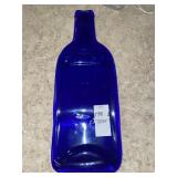 Cobalt Blue Glass Wine Bottle serving tray