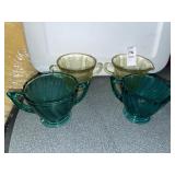 Jeannette Glass Ultramarine Swirl sugar & creamer