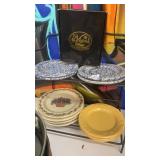 Longaberger plates, wine accessories and rack