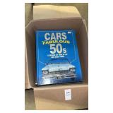 Box of car books, Fabulous 50s, Hot Rod, etc.