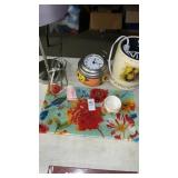 Floral design serving tray, candle warmer, and