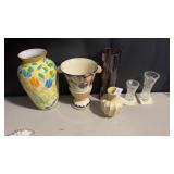 2 Lenox Crystal & hand- painted vases - lot of 6