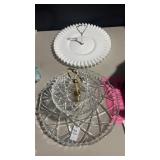 Fenton Silver Crest Serving Platter & Crystal