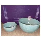 2 McCoy USA  Pottery robin egg blue mixing bowls