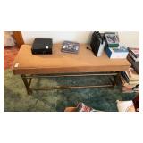 Brown Upholstered Bench NO CONTENTS