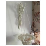 white wall-hung hanging planter basket with