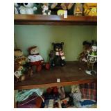 Shelf lot of Boyds bears and misc