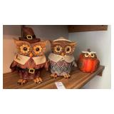 3 Owl Figurines
