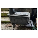 Small wood burner stove w/ broken foot and misc.