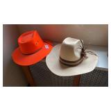 straw hat and hunting hat