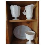 Cabinet lot of milk glass
