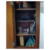 Cabinet lot of misc, gloves, insulator etc