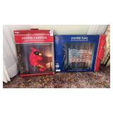 Lighted outdoor cardinal and lighted flag